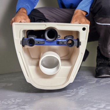 La tecnologia EFF3 nel WC sospeso Acanto viene utilizzata con un supporto di montaggio pre-installato nella ceramica. ©