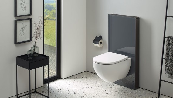 Geberit Monolith con rivestimento frontale vetro lava Geberit Monolith con rivestimento frontale vetro lava